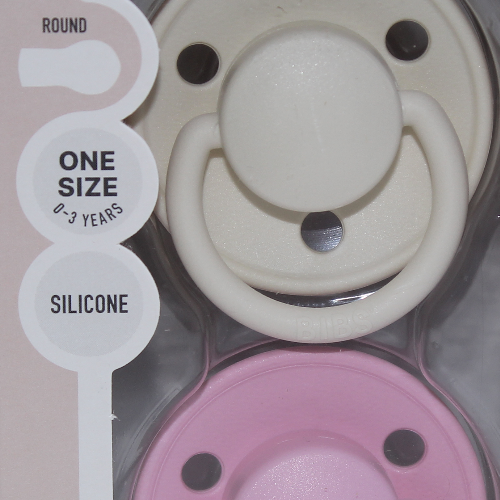 BIBS De Lux Cilicone Pacifier Pack of 2 – One Size Ivory/Baby Pink