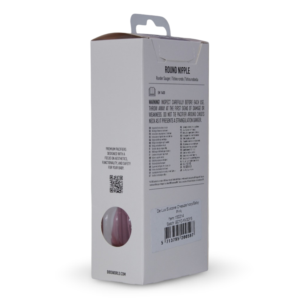 BIBS De Lux Cilicone Pacifier Pack of 2 – One Size Ivory/Baby Pink