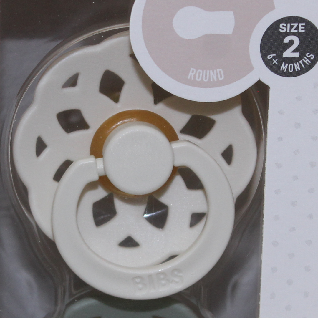 Pack of 2 - BIBS Pacifier Boheme Latex Size 2 Ivory/Sage