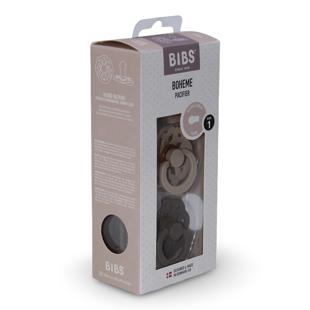 BIBS Boheme Pacifiers Pack of 2 – Vanilla/Dark Oak