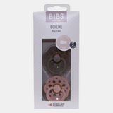 BIBS Boheme Pacifier 2 PACK Latex Size 2 Dark Oak/Blush