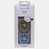 BIBS Boheme Baby Pacifier 2 PACK Latex Size 1 Khaki/Dusty Blue