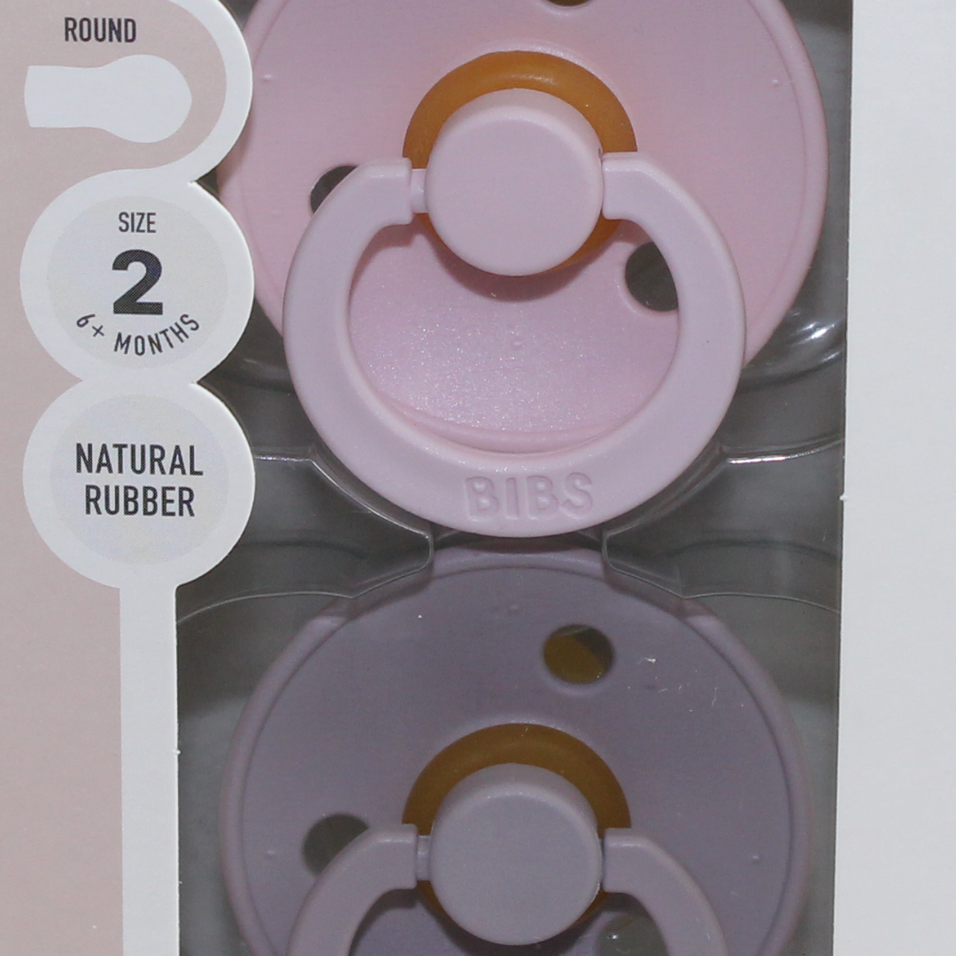 BIBS Colour Natural Rubber Pacifiers Size 2 – Blossom & Dusky Lilac (Pack of 2)