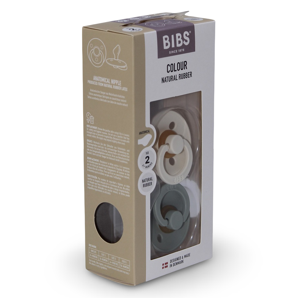 BIBS  Colour Pacifiers Pack of 2 – Ivory/Sage