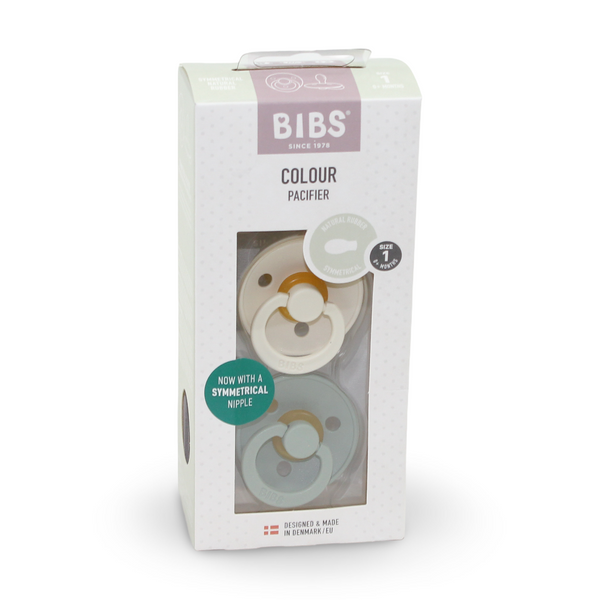 Pack of 2 - BIBS Pacifier Colour Latex Size 1 Symmetrical Ivory/Sage