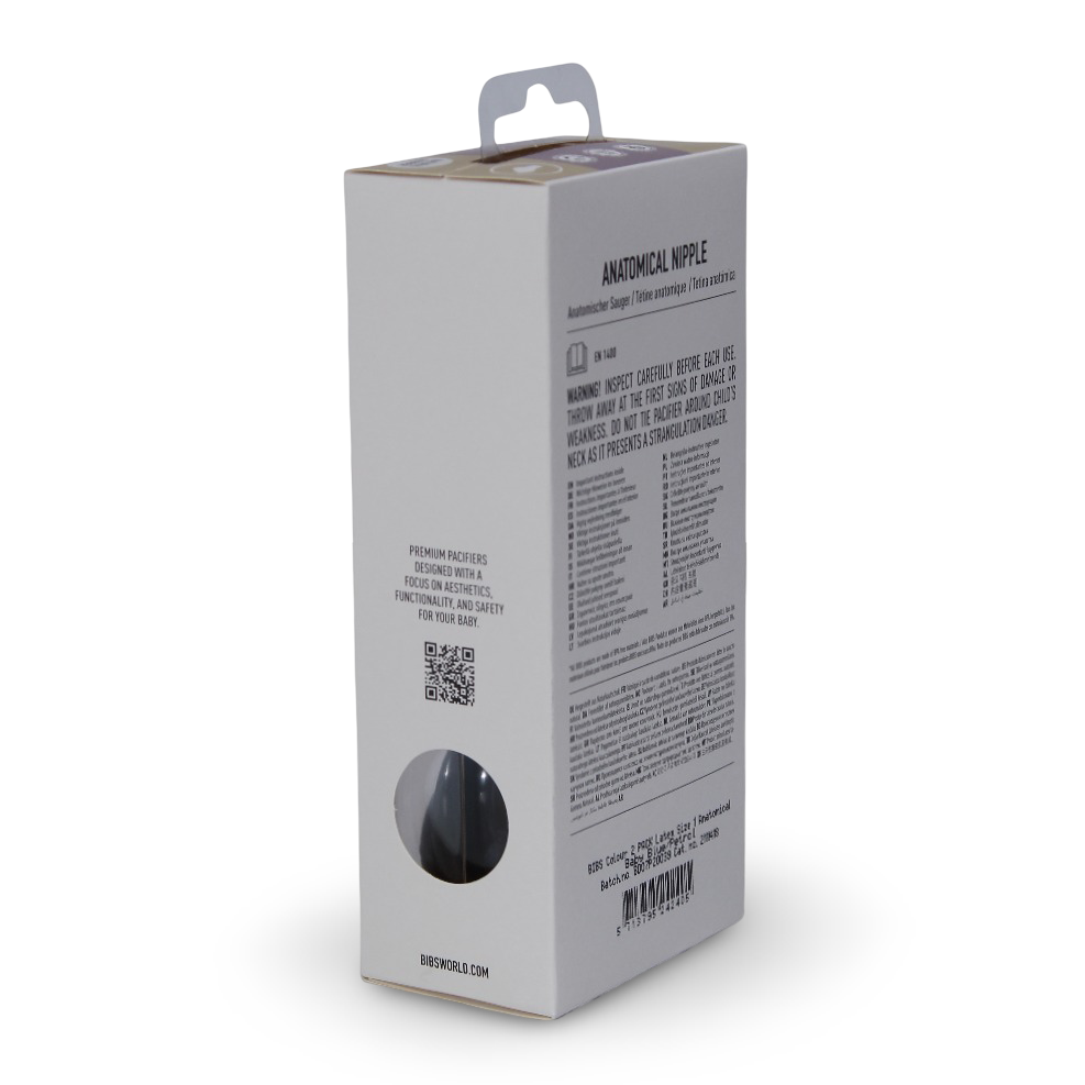 BIBS Colour Natural Rubber Pacifier Pack of 2 – Latex Size 1 Anatomical Baby Blue/Petrol