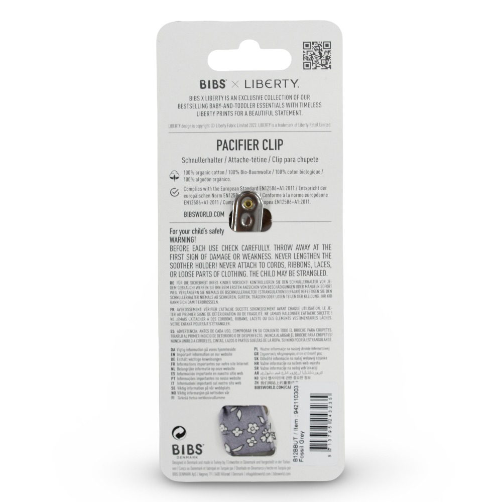 BIBS x Liberty Pacifier Clip - Capel Fossil Grey