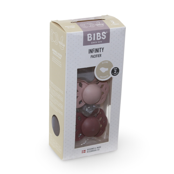 BIBS Infinity Pacifier 2-Pack Anatomical Silicone Size 2 – Blush/Woodchuck