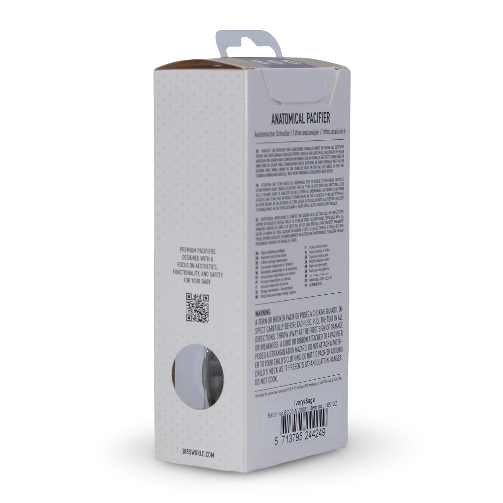 BIBS Infinity Pacifier Pack of 2 – Latex Size 1 Anatomical Ivory/Sage