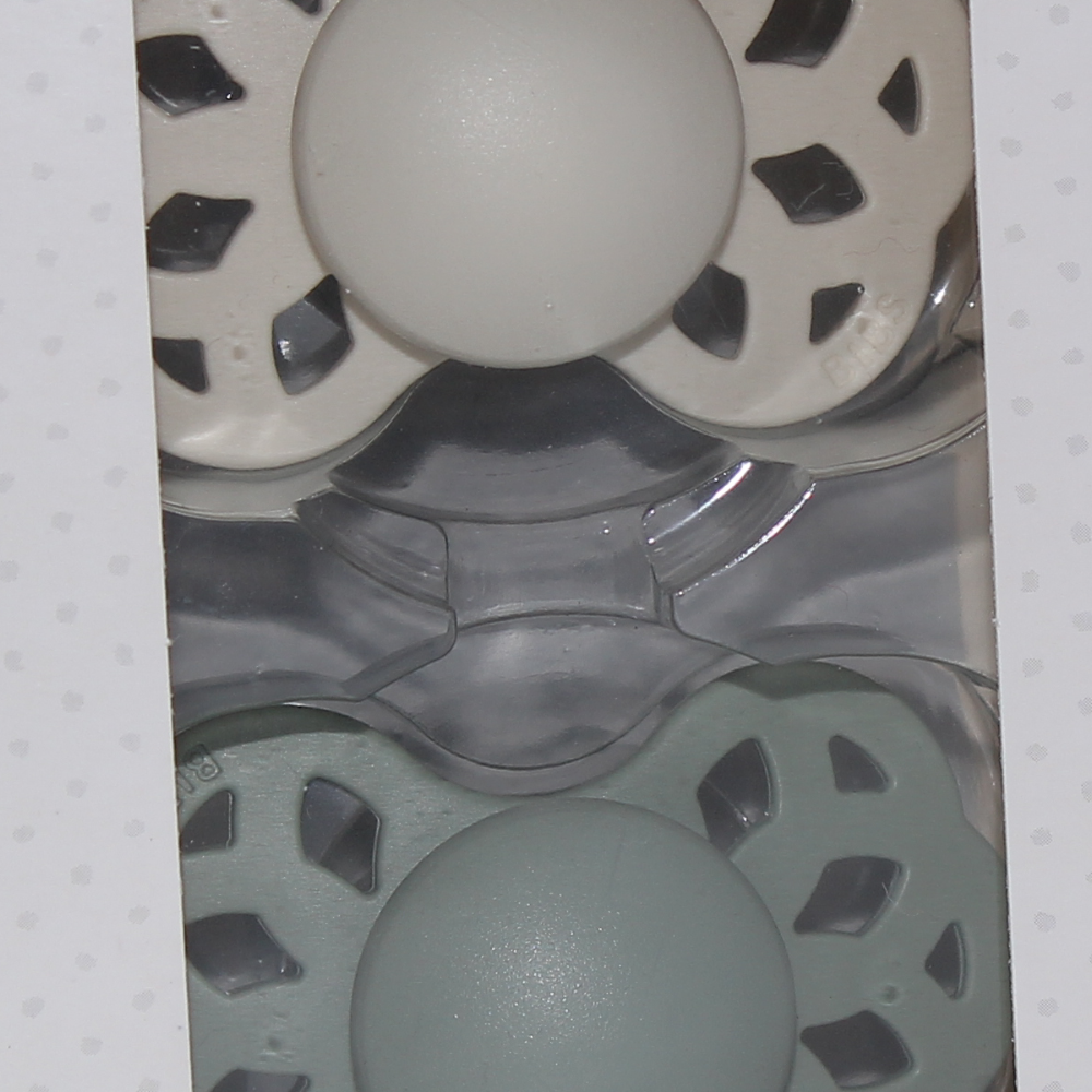 BIBS Infinity Pacifier Pack of 2 – Anatomical Silicone Size 2 Ivory/Sage