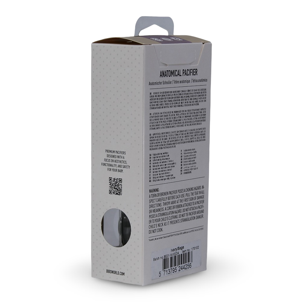 BIBS Infinity Pacifier Pack of 2 – Anatomical Silicone Size 2 Ivory/Sage