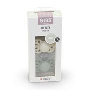 BIBS Pacifier Infinity 2 Pack – Symmetrical Silicone Size 1 Ivory/Sage