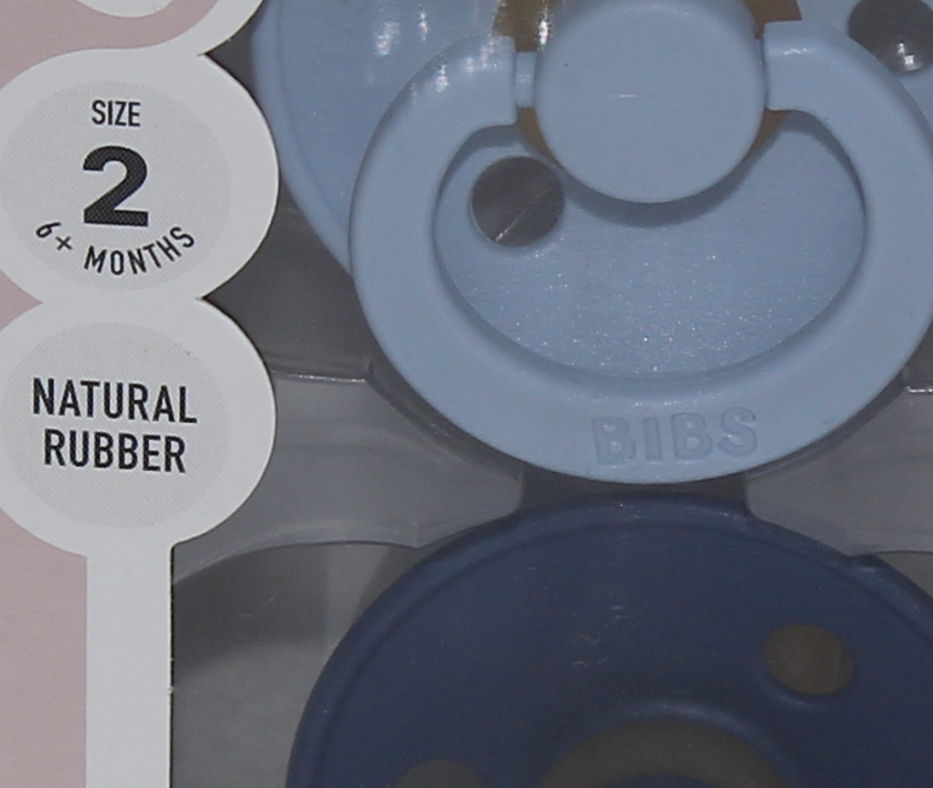 BIBS Colour Natural Rubber Pacifier Pack of 2 – Latex Size 2 Dusty Blue/Steel Blue