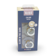 BIBS Pacifier Colour 2 Pack – Latex Size 1 Anatomical Sage Glow/Cloud Glow