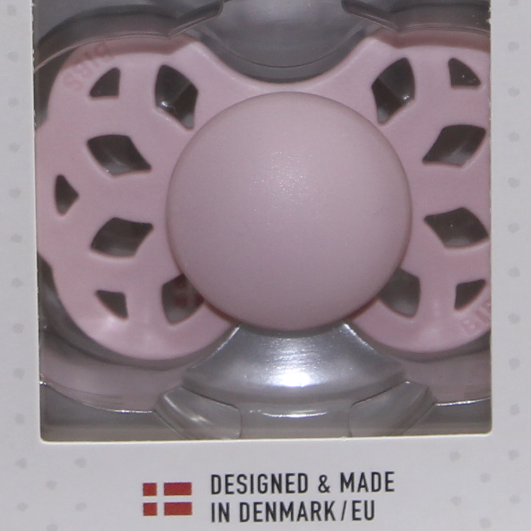 BIBS Infinity Pacifier Pack of 2 – Anatomical Silicone Size 1 Ivory/Blush