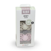 BIBS Pacifier Infinity 2 Pack – Symmetrical Silicone Size 2 Ivory/Blossom