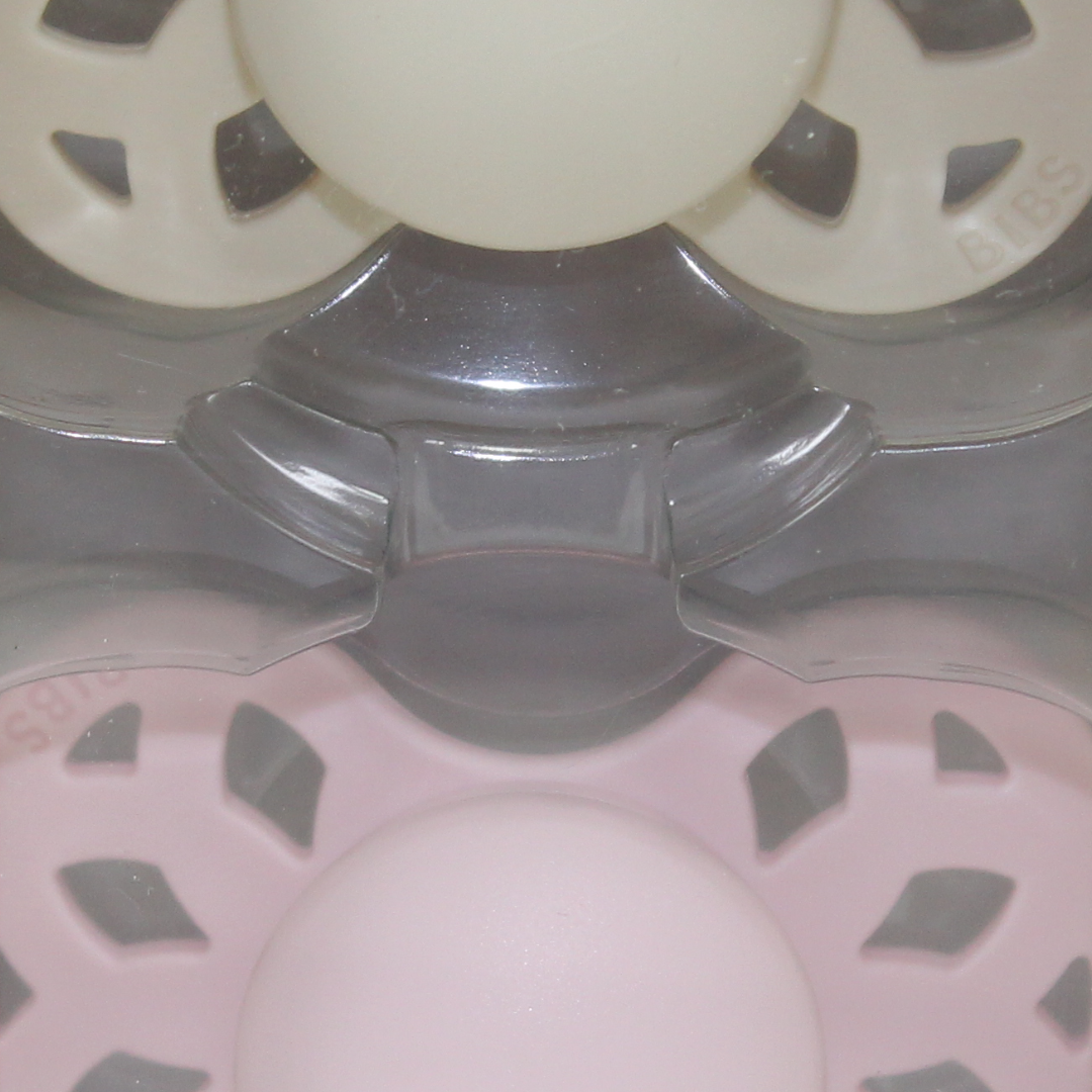 BIBS Pacifier Infinity 2 Pack – Symmetrical Silicone Size 2 Ivory/Blossom