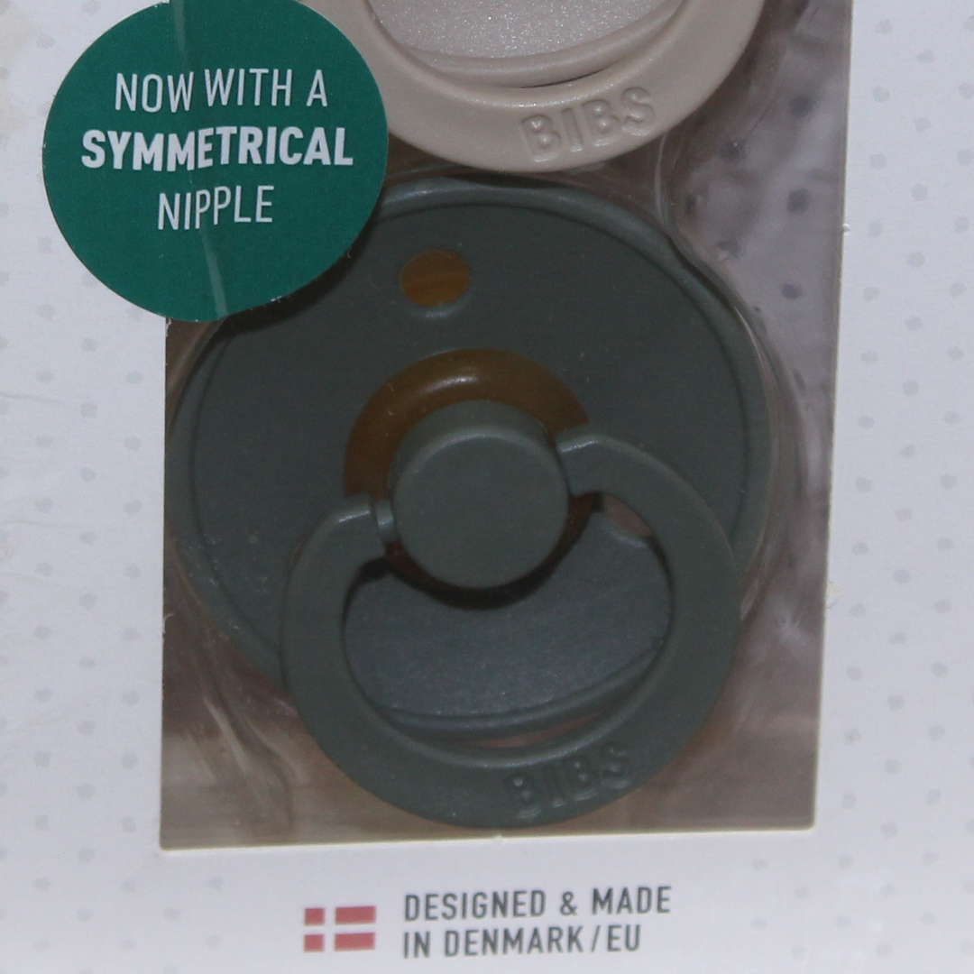 BIBS Pacifier 6-18 Months Symmetrical Vanilla/Pine, 2 Pcs