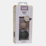 BIBS Infinity Pacifier 2-PACK Anatomical Silicone Size 2 Vanilla/Pine