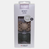 BIBS Infinity Baby Pacifier 2-Pack Symmetrical Silicone Size 2 – Vanilla/Pine
