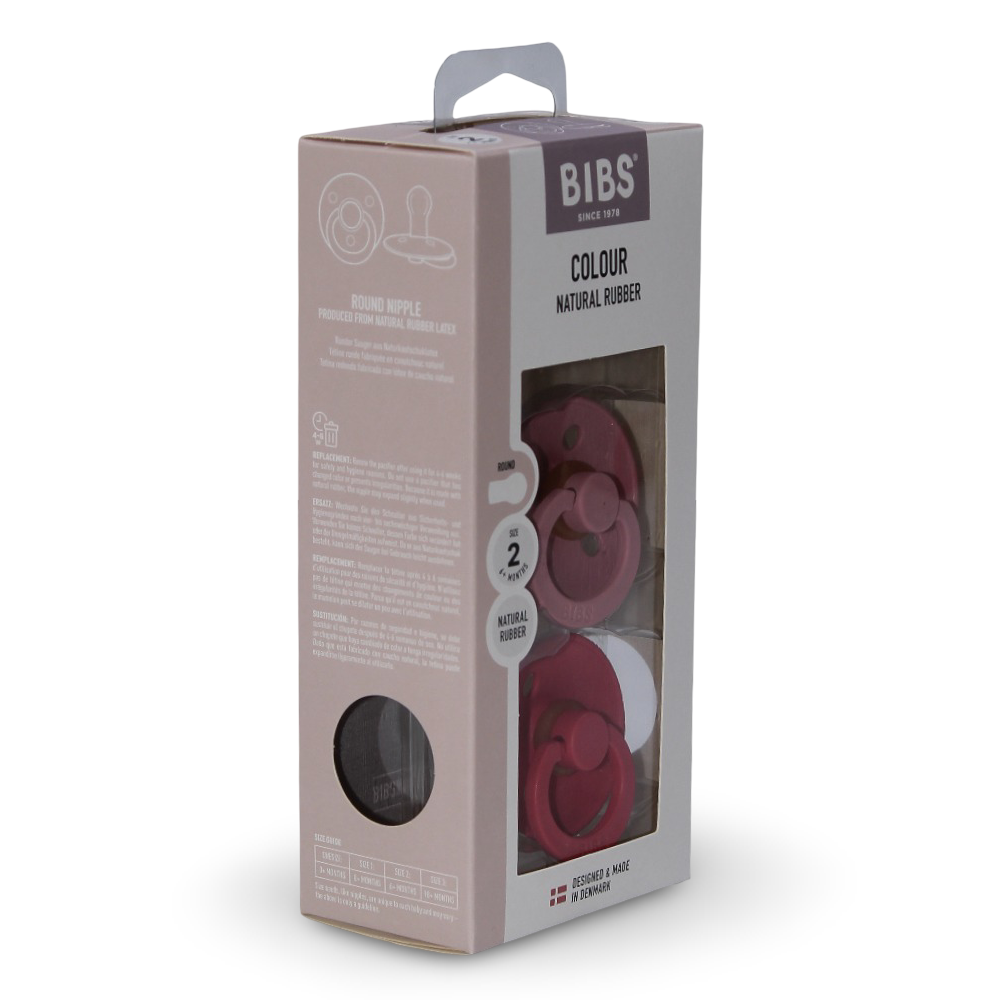 BIBS Colour Natural Rubber Pacifier Pack of 2 – Latex Size 2 Dusty Pink/Coral