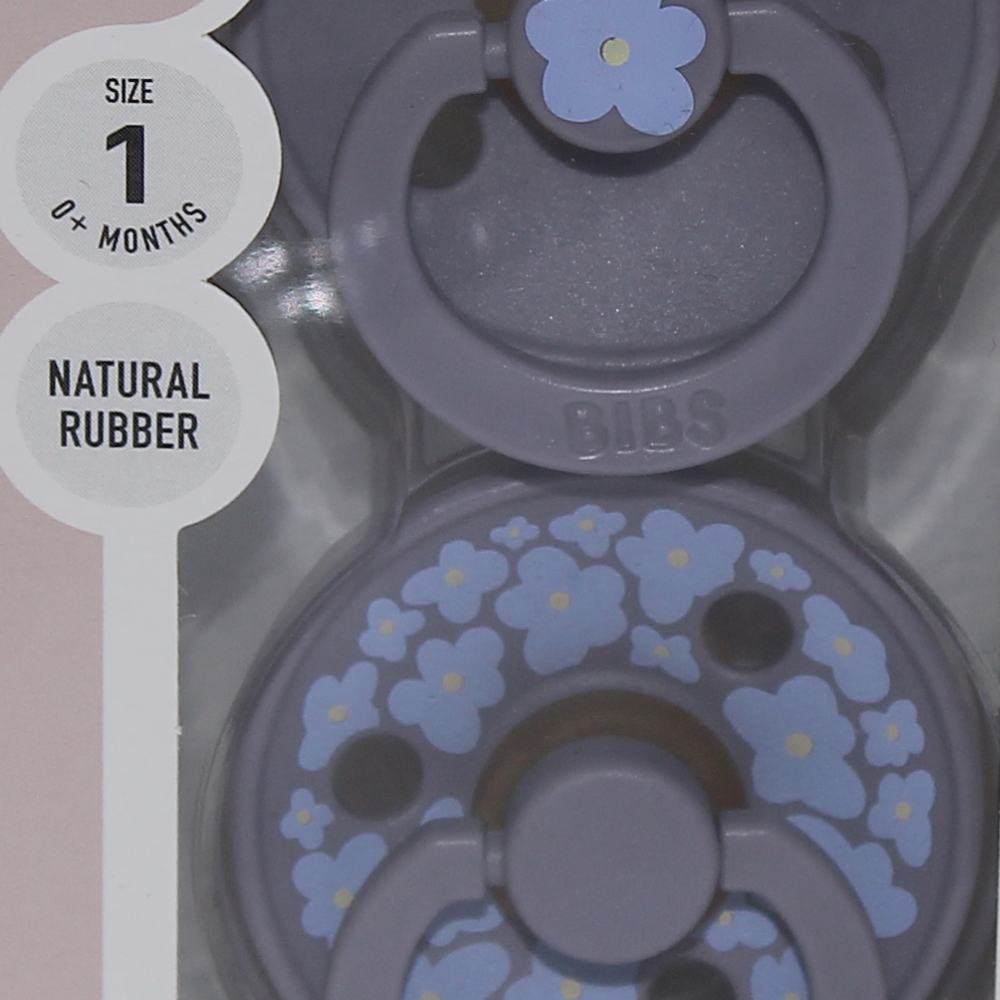 BIBS Colour Natural Rubber Pacifier Pack of 2 – Jasmine Latex Size 1 Fossil Grey Mix