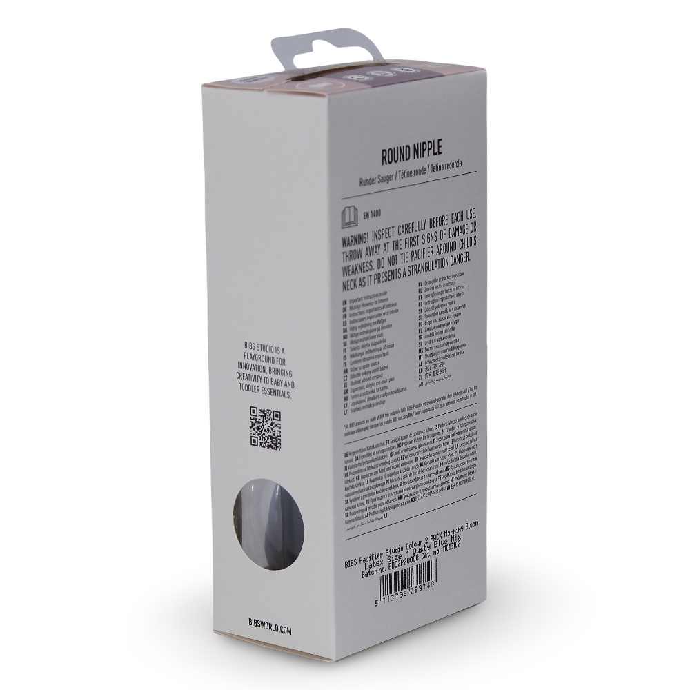 BIBS Colour Natural Rubber Pacifier Pack of 2 – Morning Bloom Latex Size 1 Dusty Blue Mix