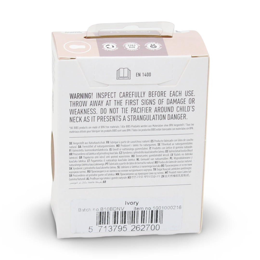 BIBS Pacifier Colour 1 Pack – Latex Size 1 Ivory