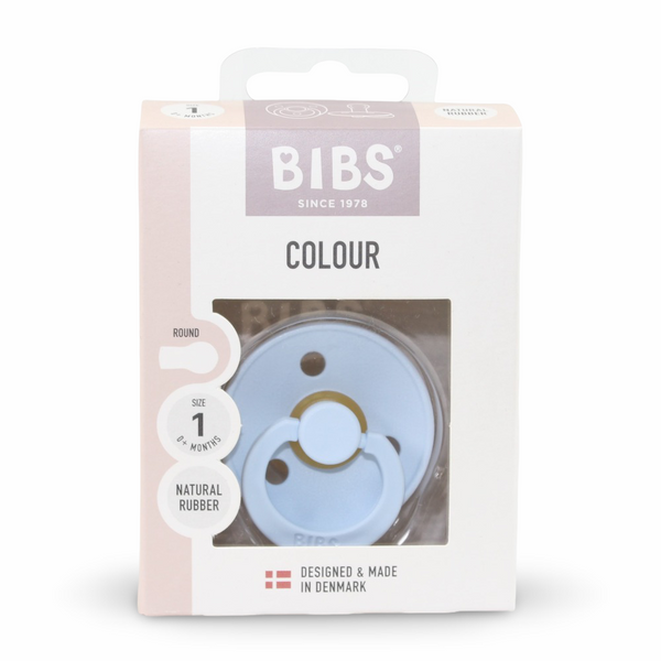 BIBS Color Baby Pacifier 1-Pack Round Latex - Size 1 – Baby Blue