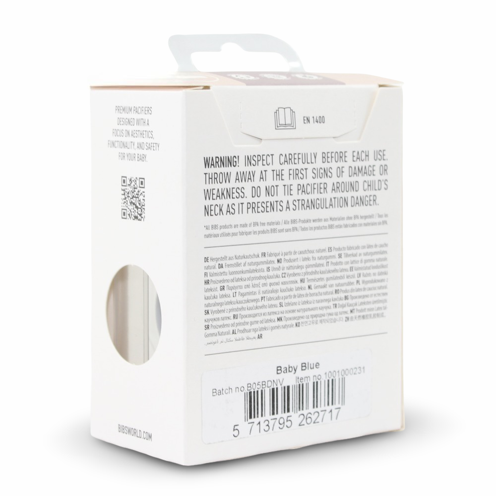 BIBS Color Baby Pacifier 1-Pack Round Latex - Size 1 – Baby Blue