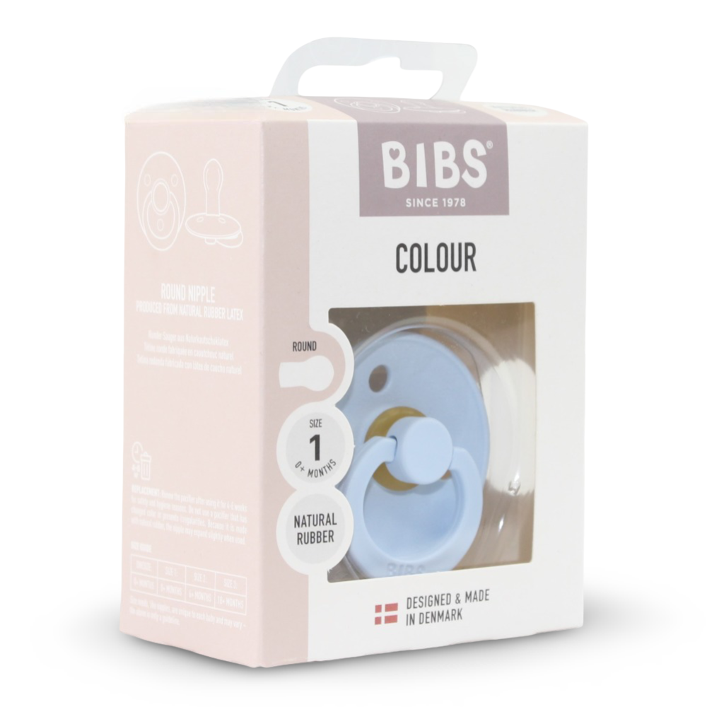 BIBS Color Baby Pacifier 1-Pack Round Latex - Size 1 – Baby Blue