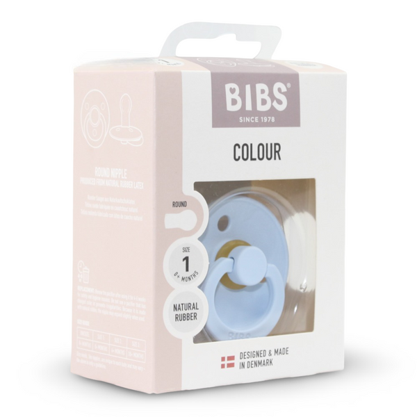 BIBS Color Baby Pacifier 1-Pack Round Latex - Size 1 – Baby Blue