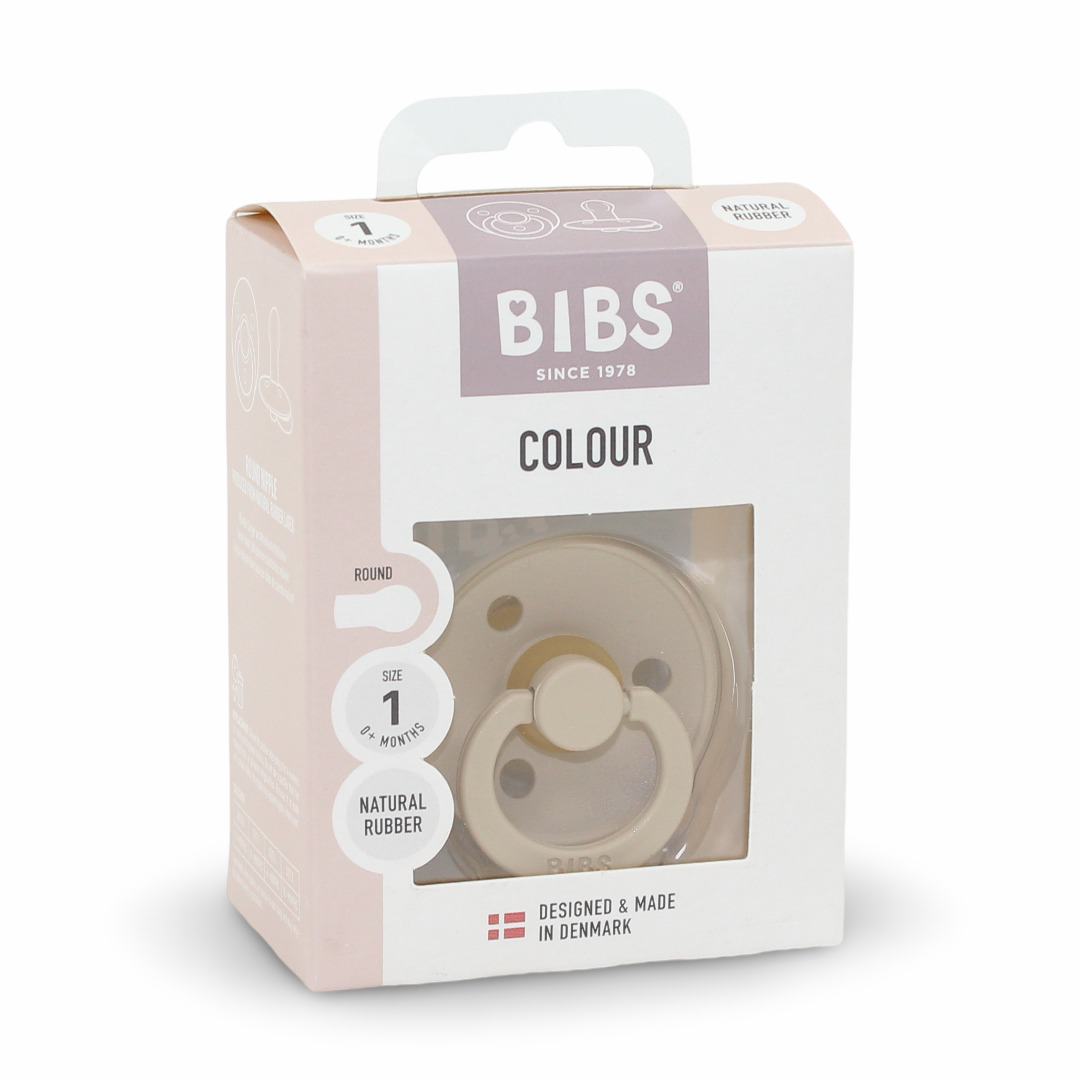 BIBS Color Pacifier 1-Pack Round Latex - Size 1 – Vanilla