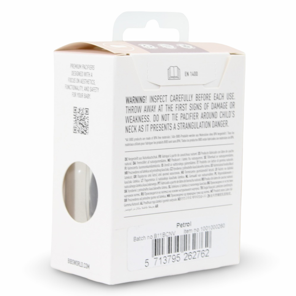 1 of Pack – BIBS Color Baby Pacifier & Latex  Size 1 & Petrol