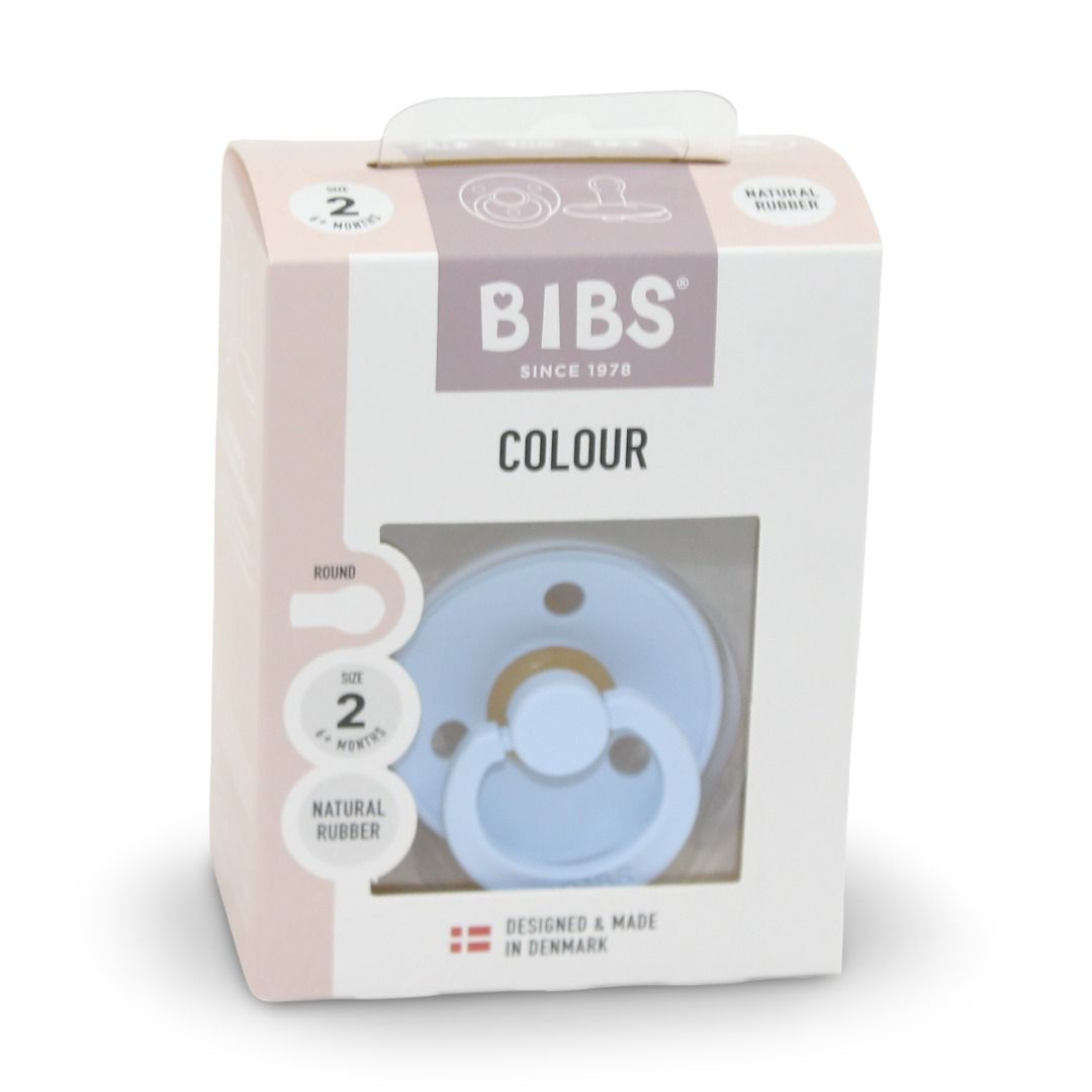 BIBS Color Pacifier 1-Pack Round Latex - Size 2 – Baby Blue