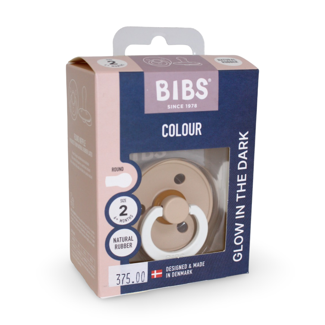 BIBS Pacifier – 1 Pack (Latex, Size 2, Vanilla GLOW)
