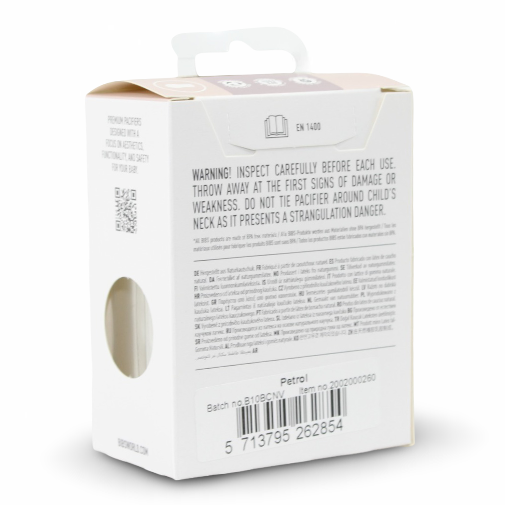 BIBS Color Pacifier – 1-Pack Latex - Size 2 - Petrol