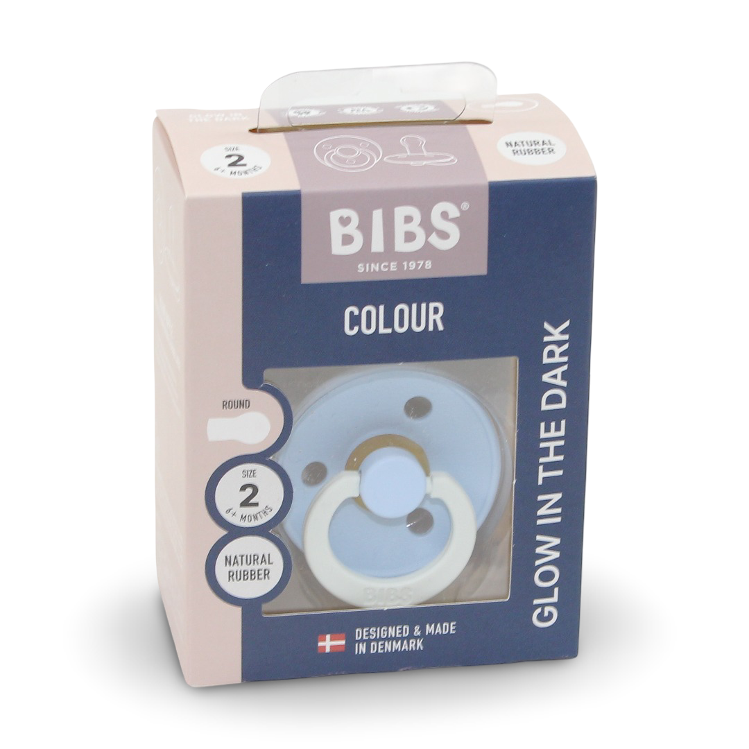 BIBS Pacifier Colour 1 Pack – Latex Size 2 Baby Blue Glow