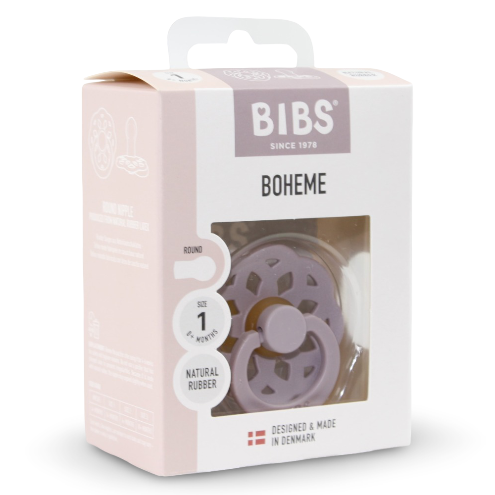 1 of Pack - BIBS Boheme Pacifier Latex Size 1 – Dusky Lilac