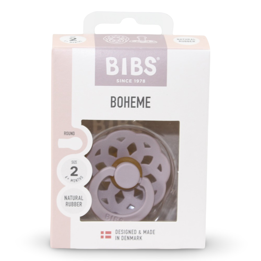 BIBS  Boheme Pacifier– 1-Pack (Latex, Size 2, Dusky Lilac)