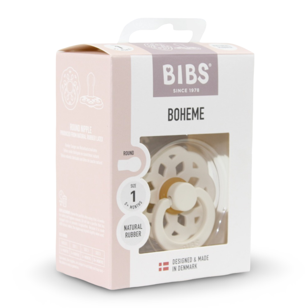 BIBS Boheme Pacifier – 1-Pack (Latex, Size 1, Ivory)