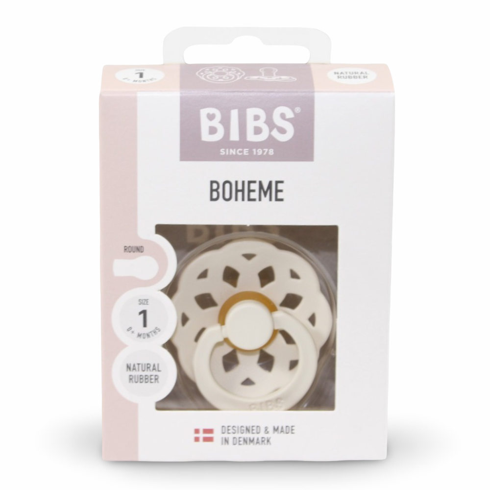 BIBS Boheme Pacifier – 1-Pack (Latex, Size 1, Ivory)