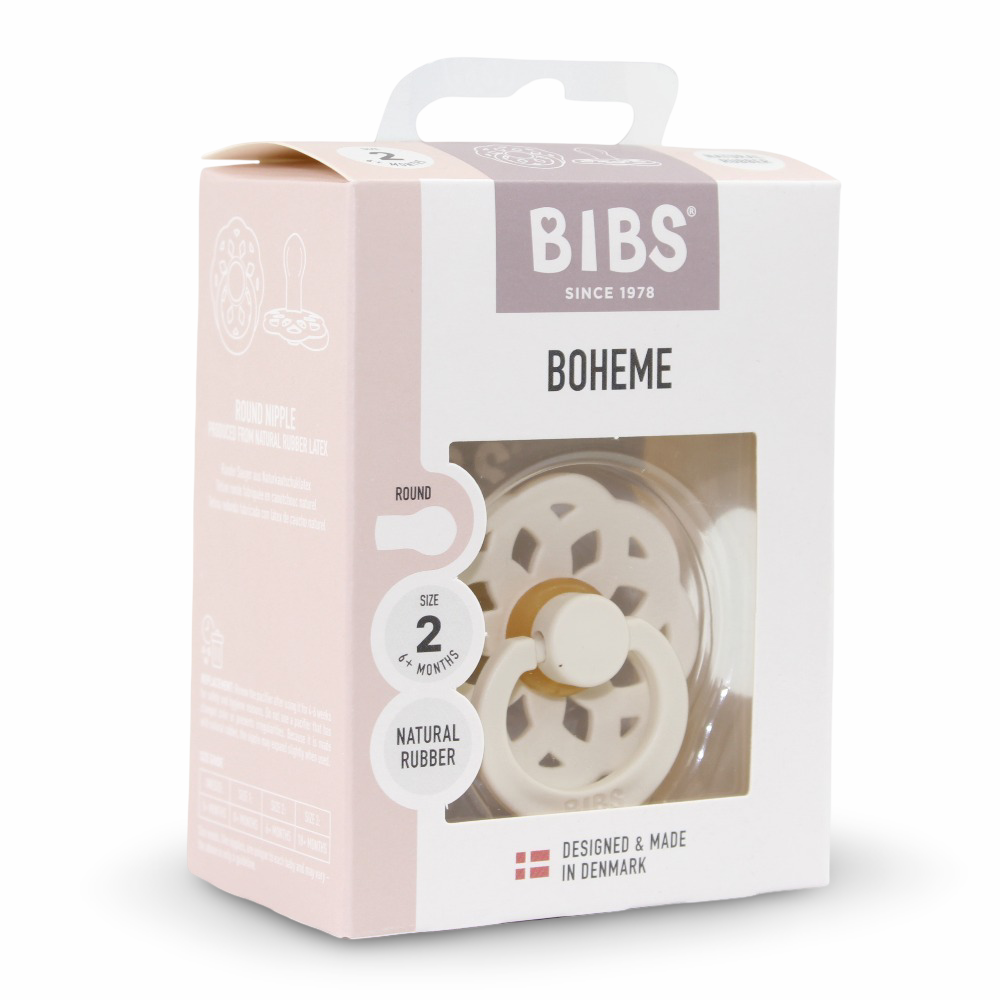 BIBS Boheme Pacifier – 1-Pack (Latex, Size 2, Ivory)
