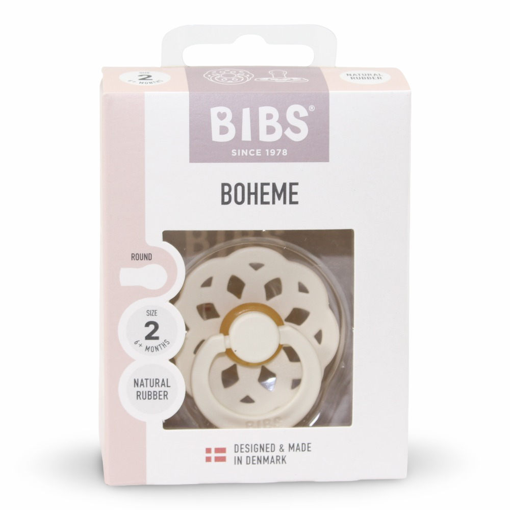 BIBS Boheme Pacifier – 1-Pack (Latex, Size 2, Ivory)