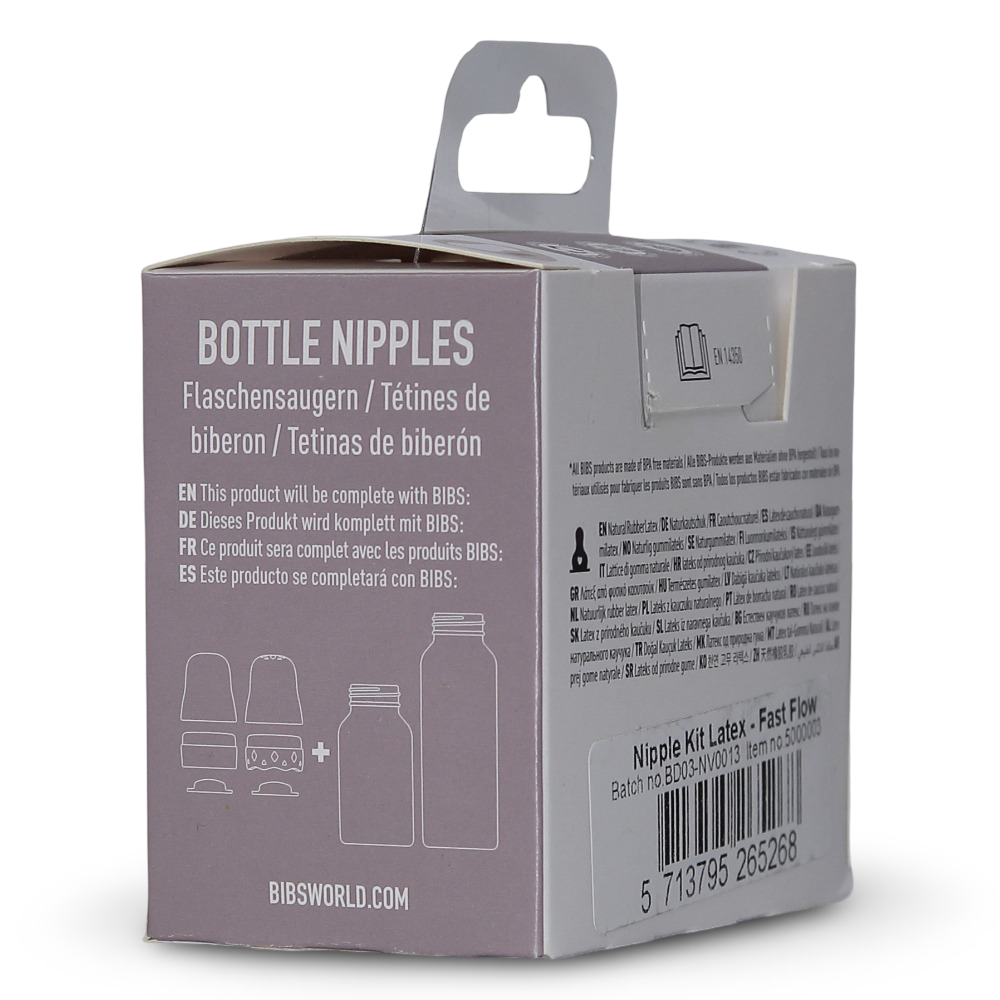 BIBS Baby Bottle Nipple Round Latex Pack of 2 – Fast Flow