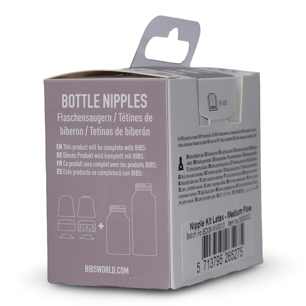 BIBS Baby Bottle Nipple Round Latex Pack of 2 – Medium Flow