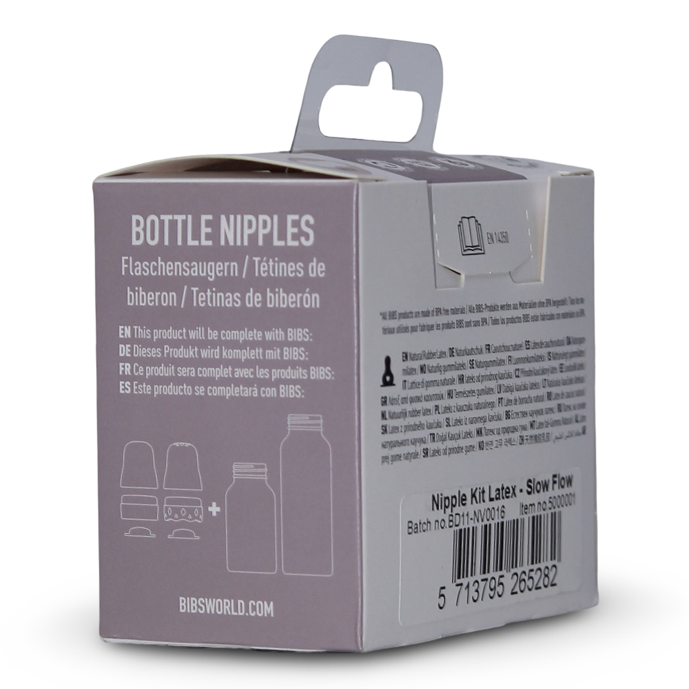 BIBS Baby Bottle Nipple Round Latex Pack of 2 – Slow Flow