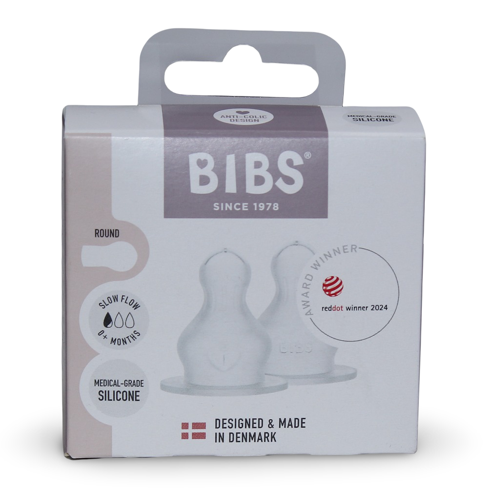 BIBS Baby Bottle Nipple Round Silicone Pack of 2 – Slow Flow