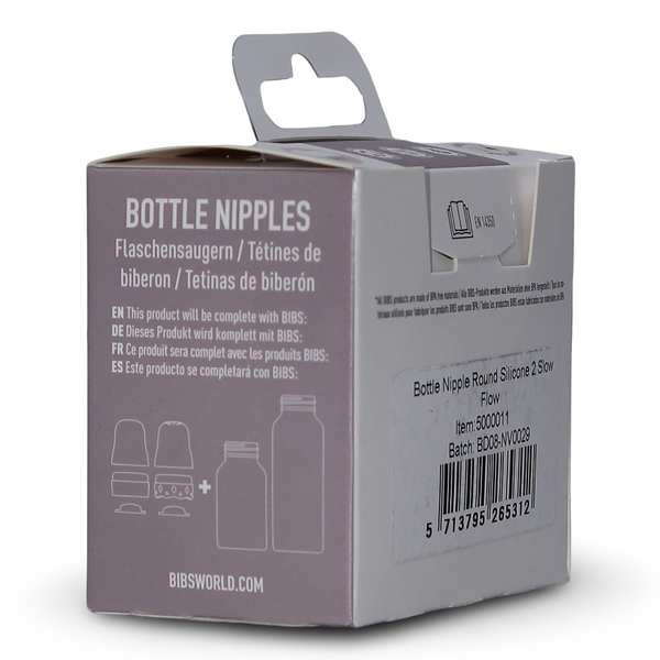 BIBS Baby Bottle Nipple Round Silicone Pack of 2 – Slow Flow