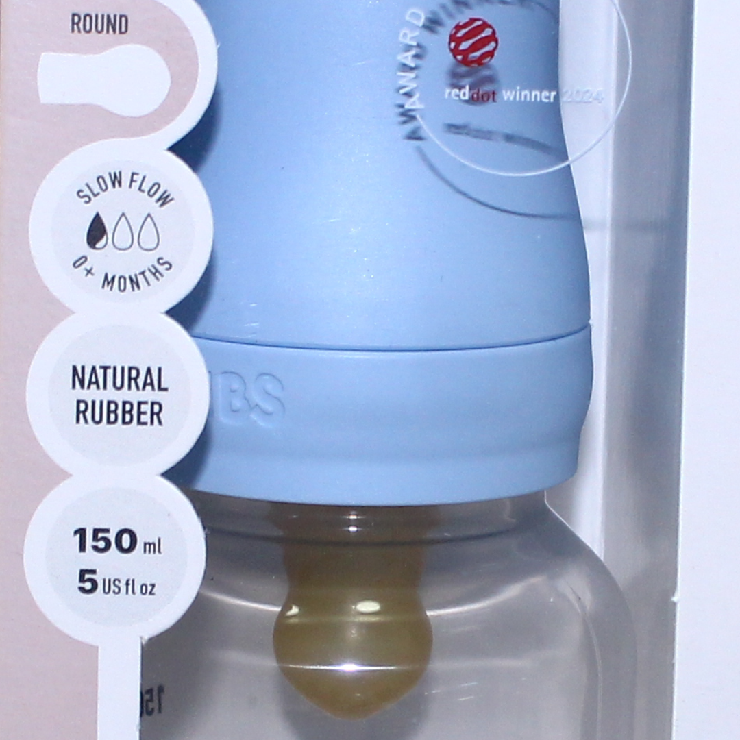 BIBS Baby Bottle Round Latex 1 Pack Slow Flow 150ml – Baby Blue